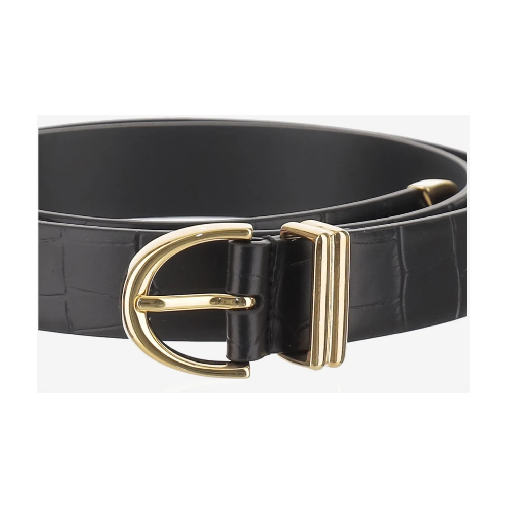 Khaite Smalle riem met gouden hardware Black Dames