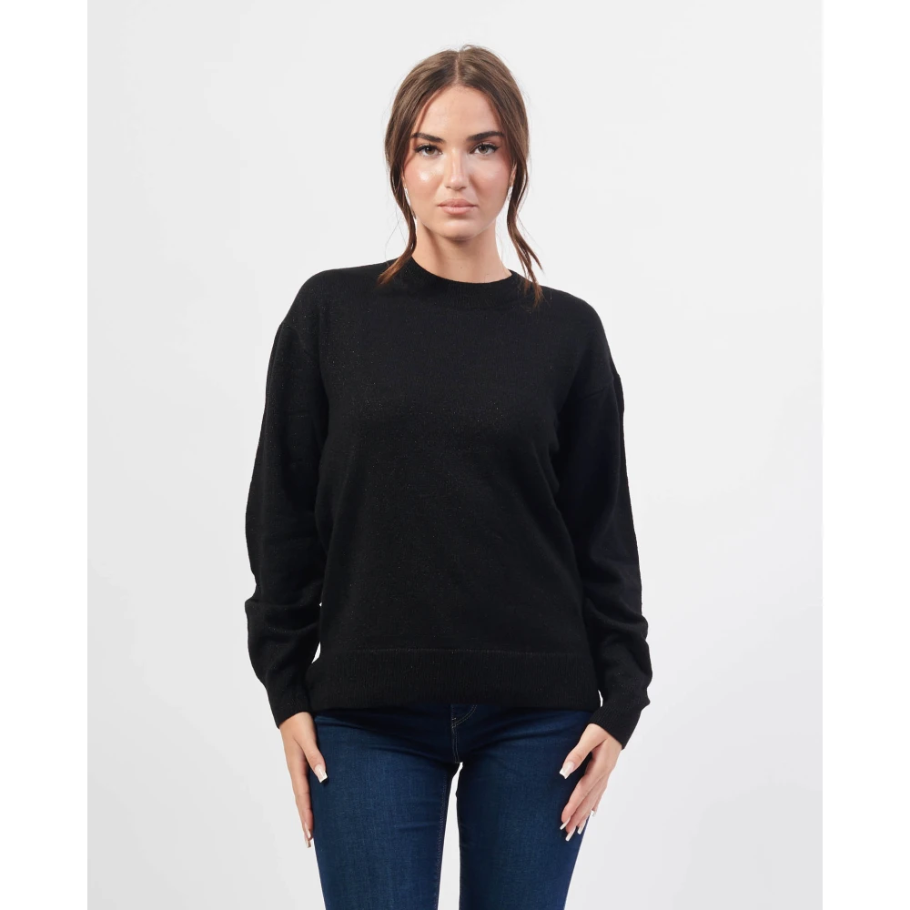 Armani Exchange Zwarte trui met lurex draden Black Dames
