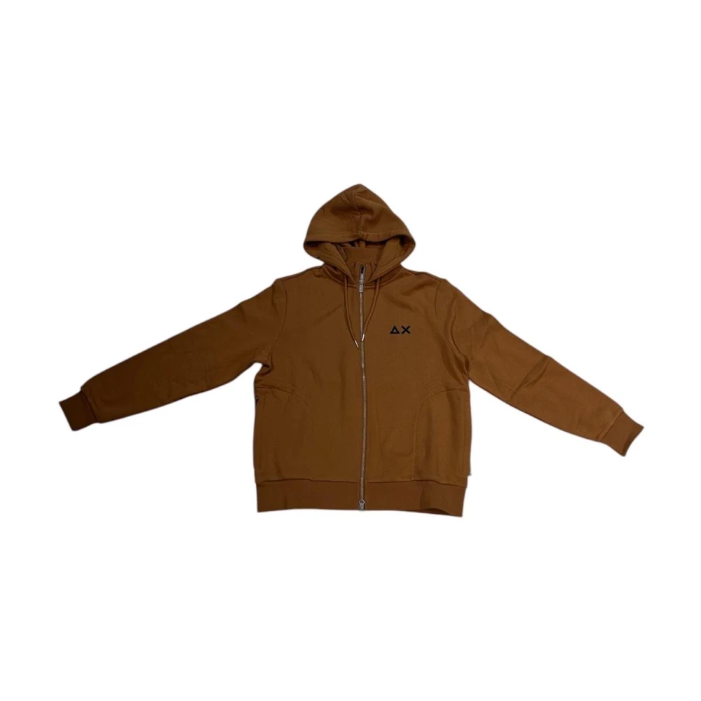 Sun68 Katoenen Rits Hoodie Brown Heren