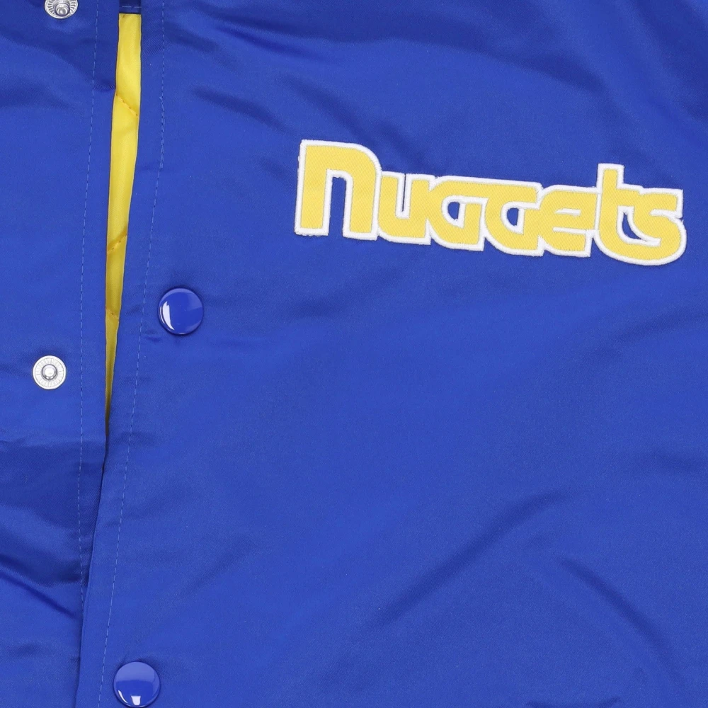 Mitchell & Ness NBA Heavyweight Satin Bomber Jacket Blue Heren