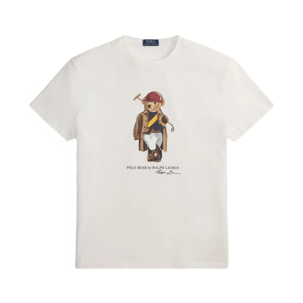 Polo Ralph Lauren Men's White Bear Motif-Print Graphic T-Shirt