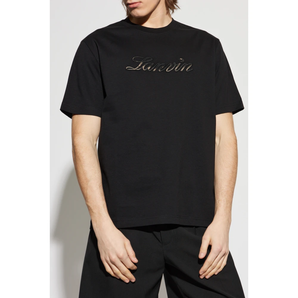 Lanvin T-shirt met geborduurd logo Black Heren