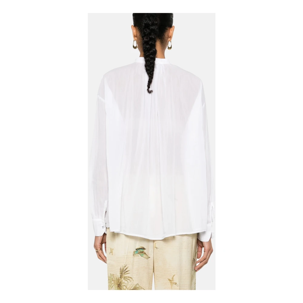Forte Bohemien katoenen en zijden shirt met kristaldetail White Dames