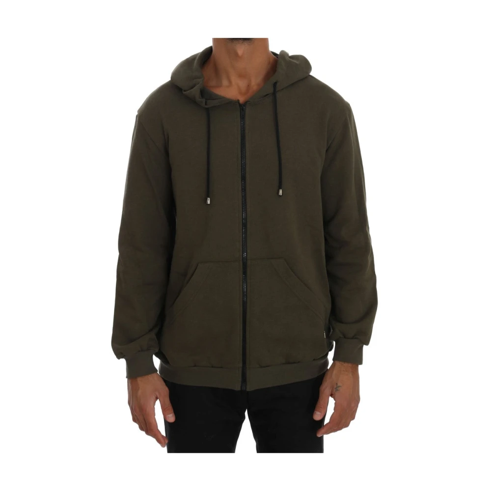 Daniele Alessandrini Men's Green Full Zipper Hooded Jumper - Zip-Throughs - L - Sweatshirts & Hoodies