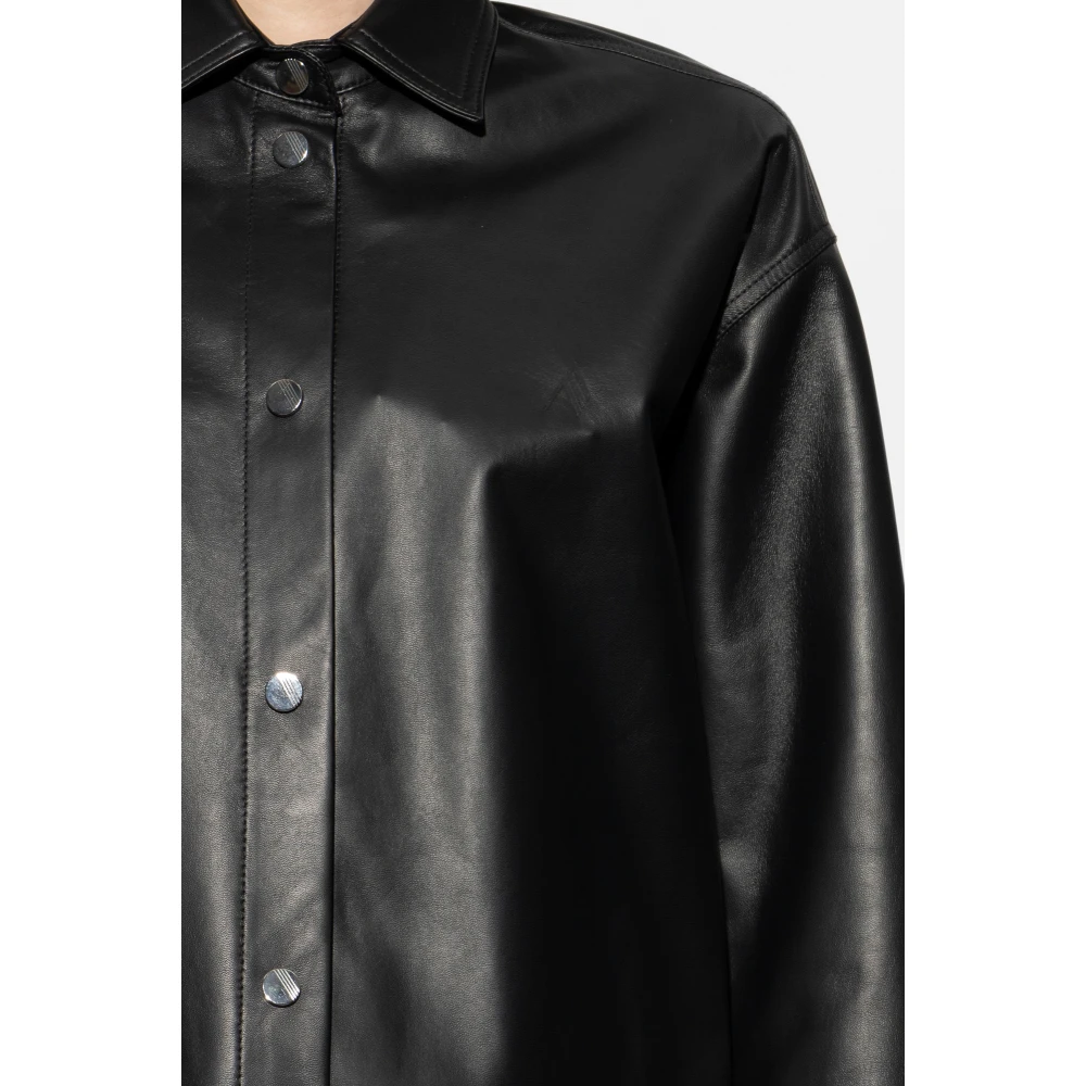 The Attico Leren overhemd Black Dames