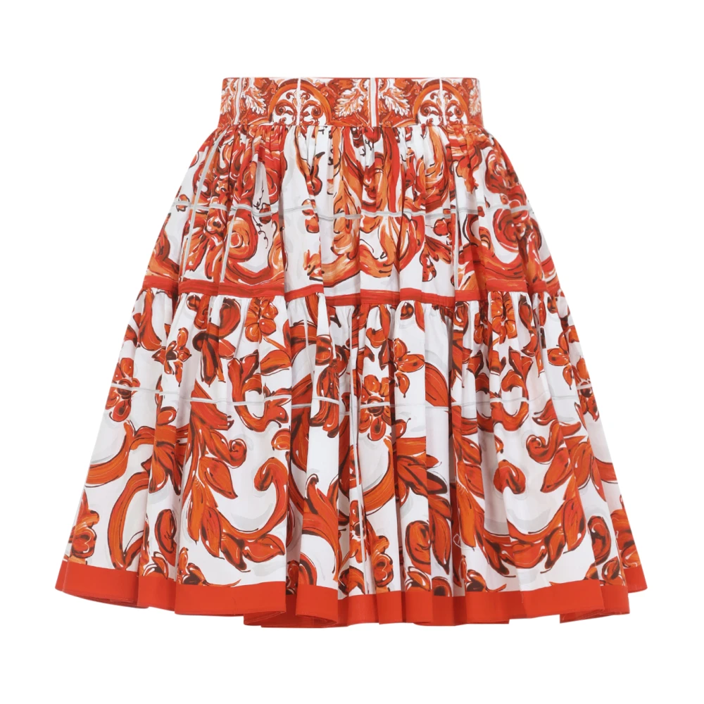 Dolce & Gabbana Multicolor Short Skirts, Female, Xs, Popeline Maiolica Skirt