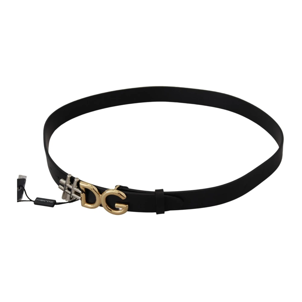 Dolce & Gabbana Zwart Leren Riem met Metalen Gesp Black Dames