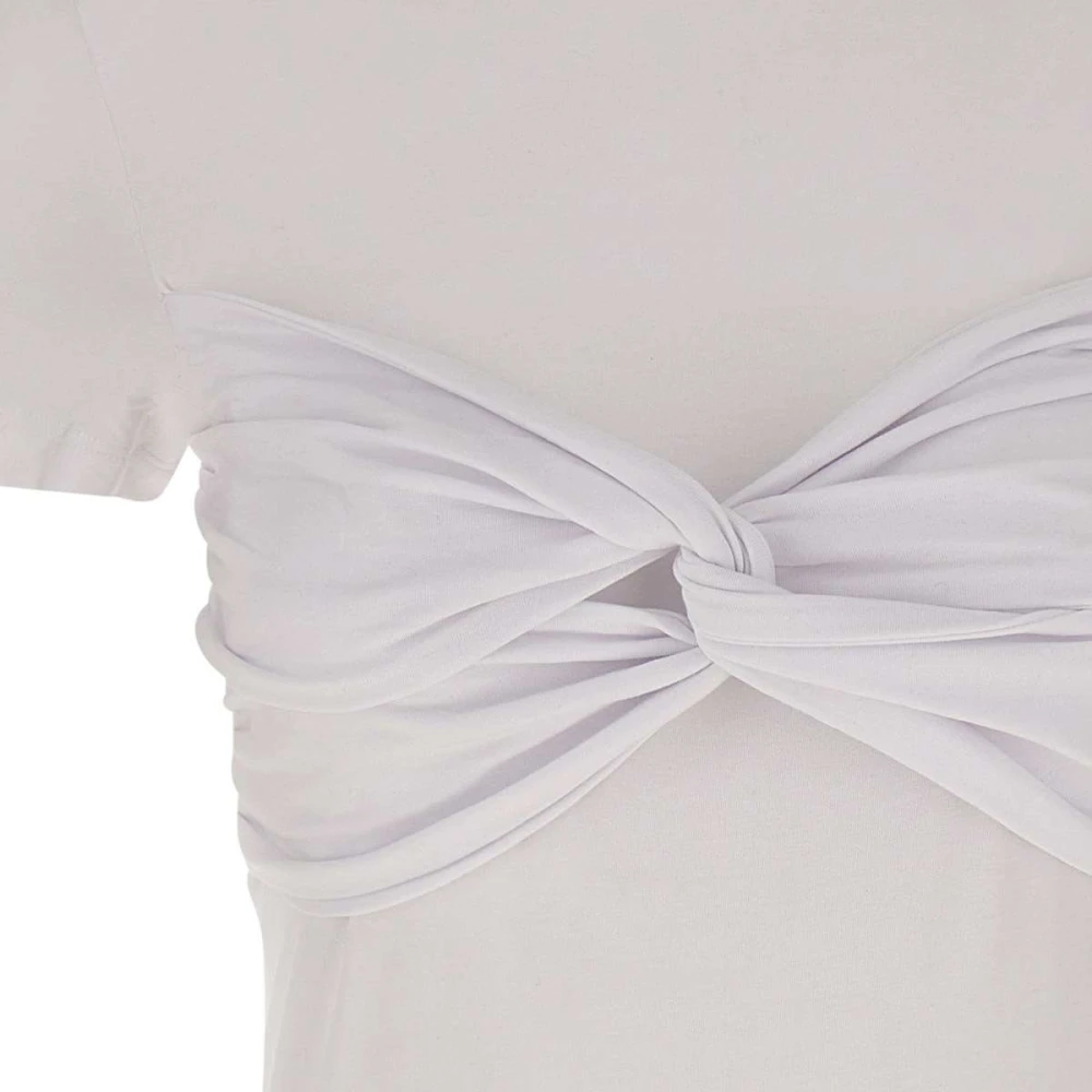 Rotate Birger Christensen Wit T-shirt met Strikdetail White Dames