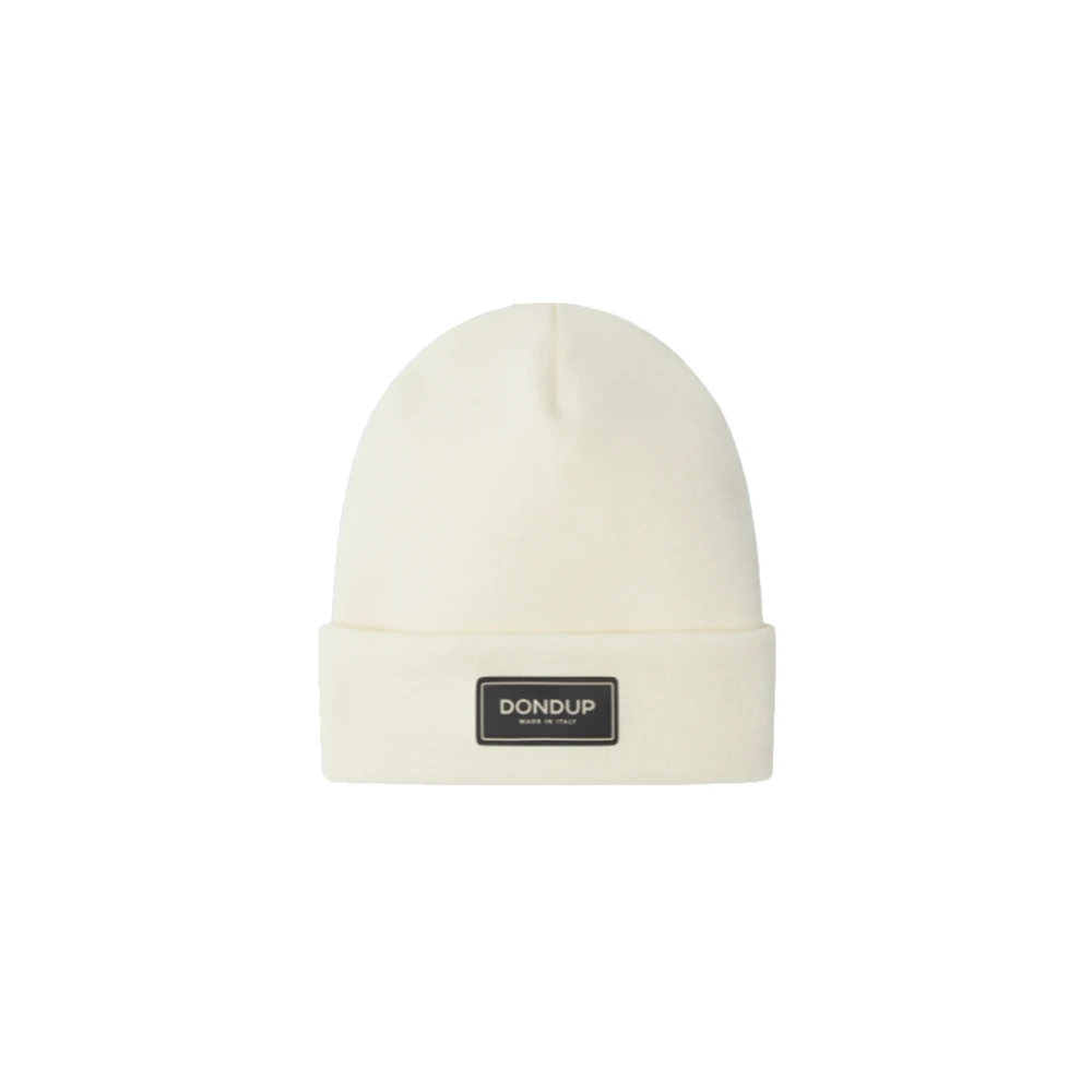 Dondup Witte wollen muts met omslag White Heren