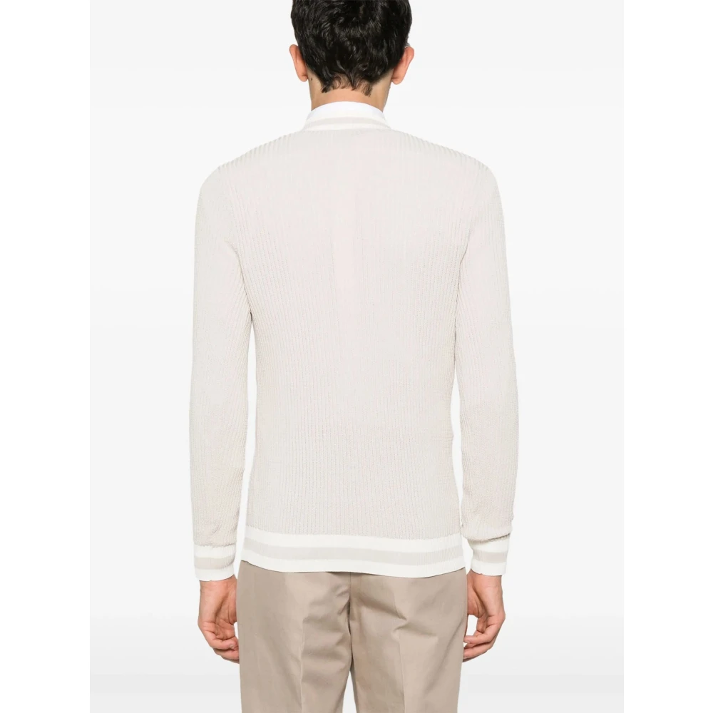 Eleventy V-hals Zand Gebreide Top Pink Heren