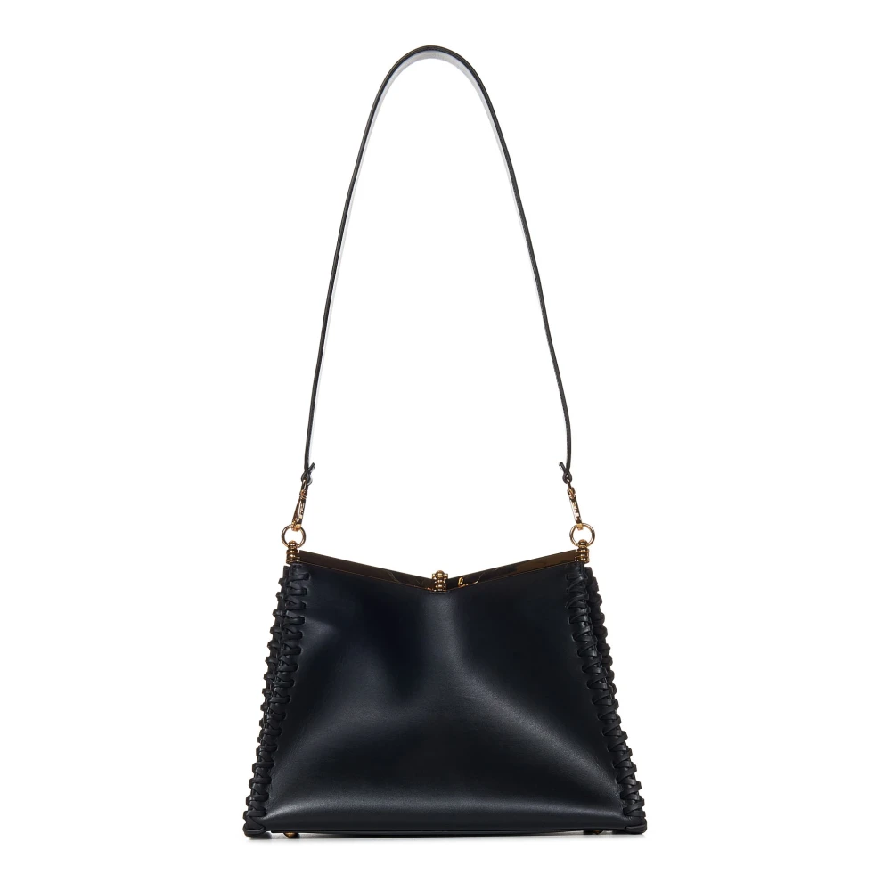 ETRO Zwarte leren schoudertas met sluiting Black Dames