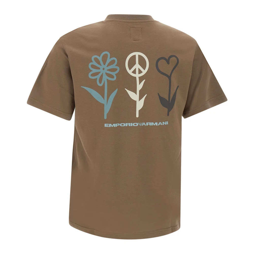 Emporio Armani Heren Shitake Flower Peace T-shirt Brown Heren