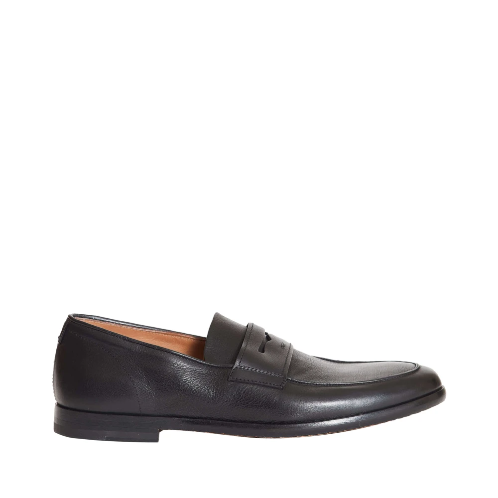 Doucal's Zwarte leren Loafer schoenen Black Heren