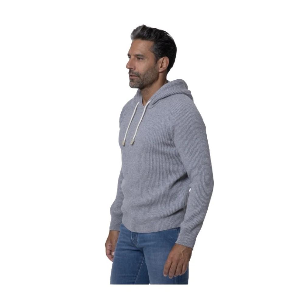Gran Sasso Herren Grau Kaschmir Kapuzenpullover