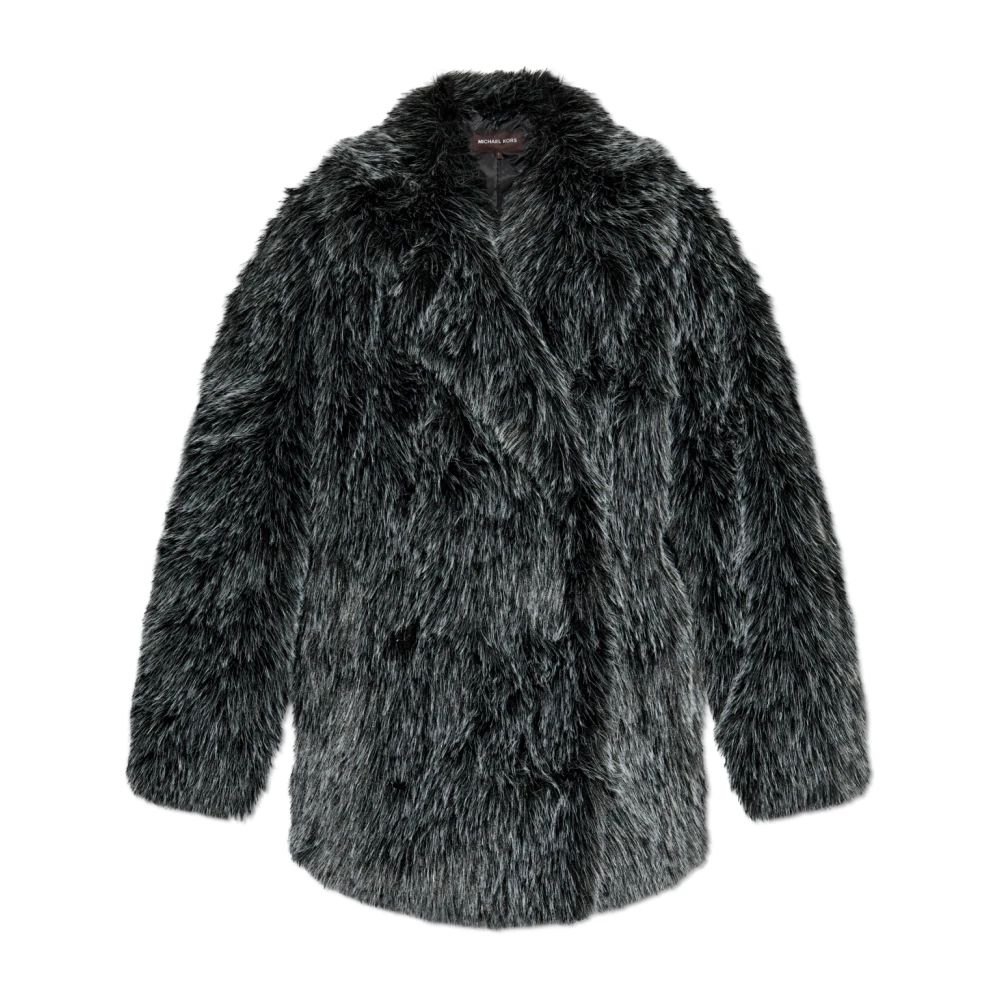 Michael Kors Faux Fur Peacoat Gray Dames