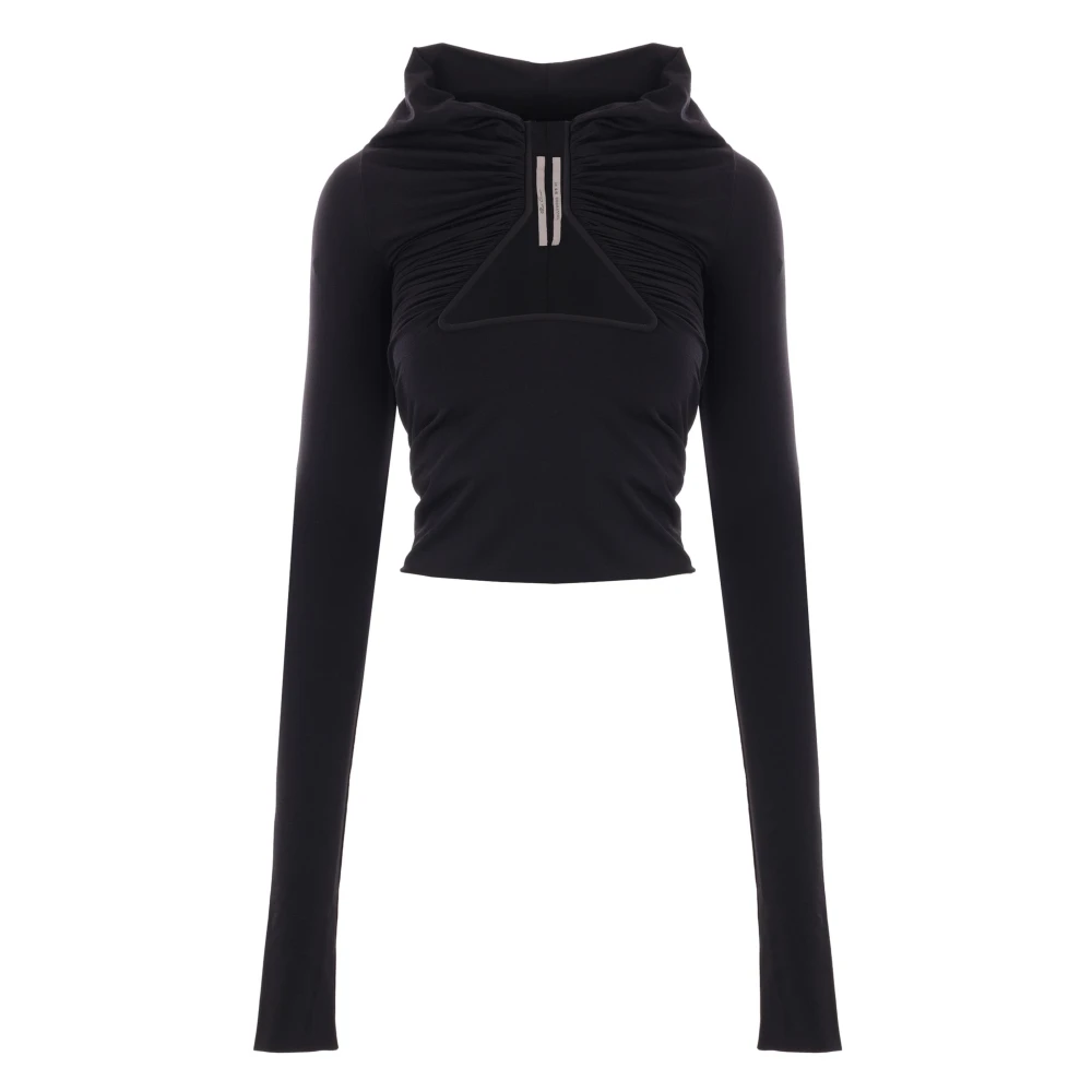 Rick Owens Zwart Cut-Out Longsleeve Jersey Top Black Dames