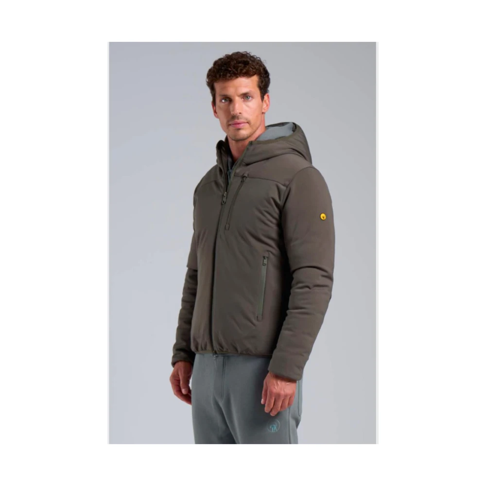 Ciesse Piumini Groene Waterdichte Jas met Rits Capuchon Brown Heren