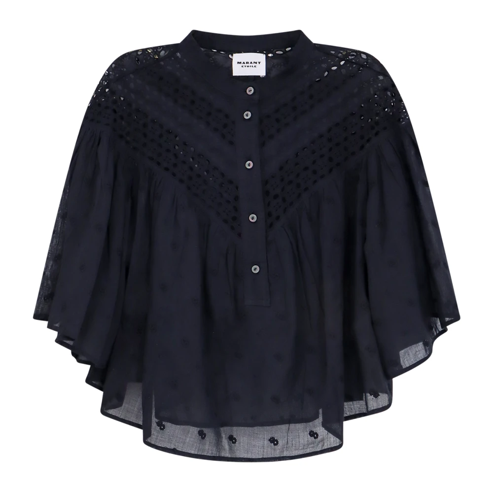 Isabel Marant Étoile Geborduurd biologisch katoenen shirt Black Dames