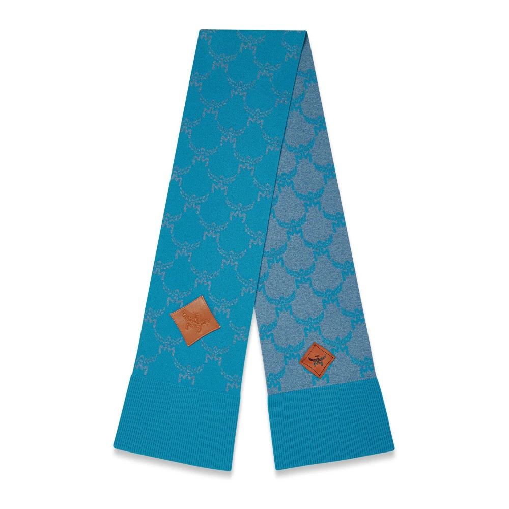 MCM Stola gemaakt van wol en gerecycled kasjmier met Lauretos-monogram en omkeerbaar ontwerp Blue Dames
