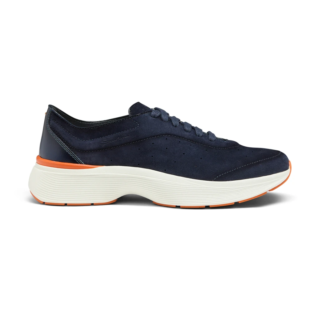 Santoni Leren Sneaker Heren Schoenen Blauw