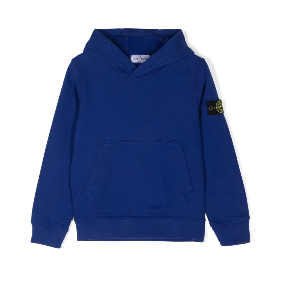 Stone Island Boys Blue Kids Sweatshirts, 8 Y, Hooded Sweatshirt With Kangaroo Pocket