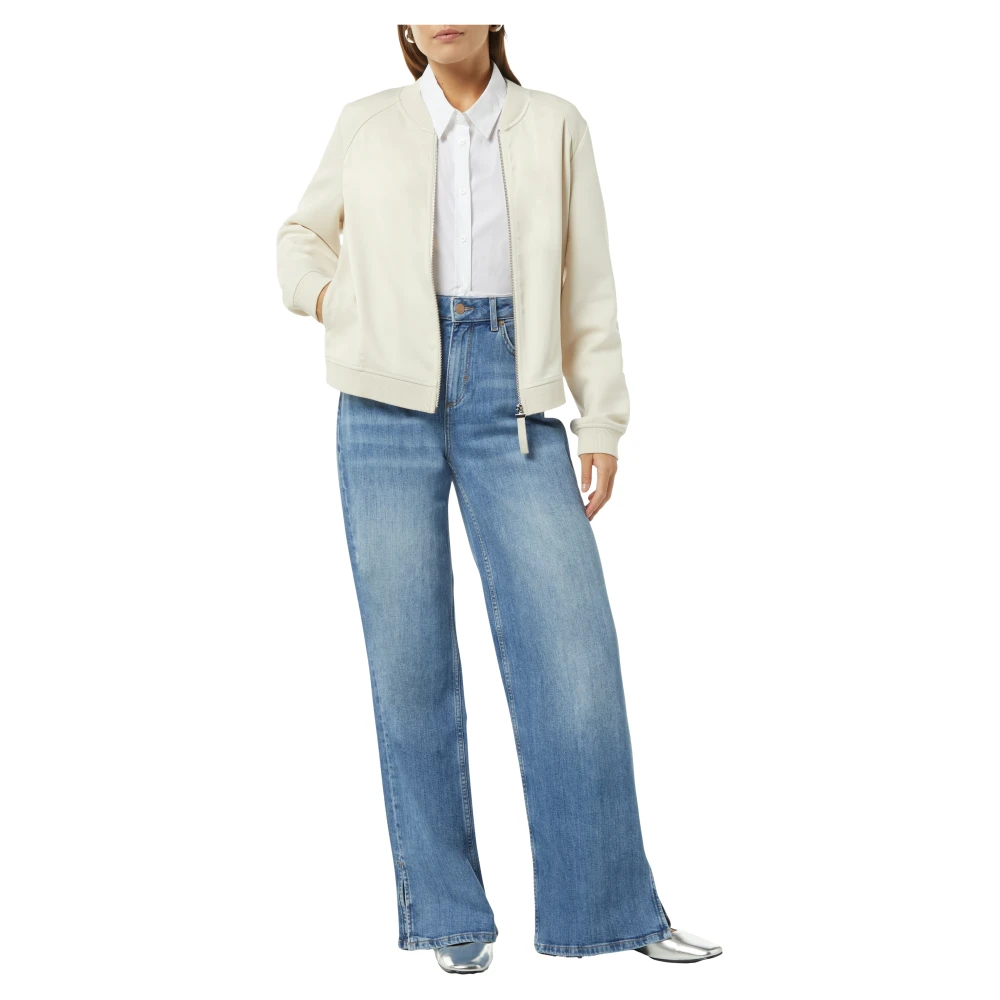 comma Wide-Leg Slit Hem Jeans Blue Dames