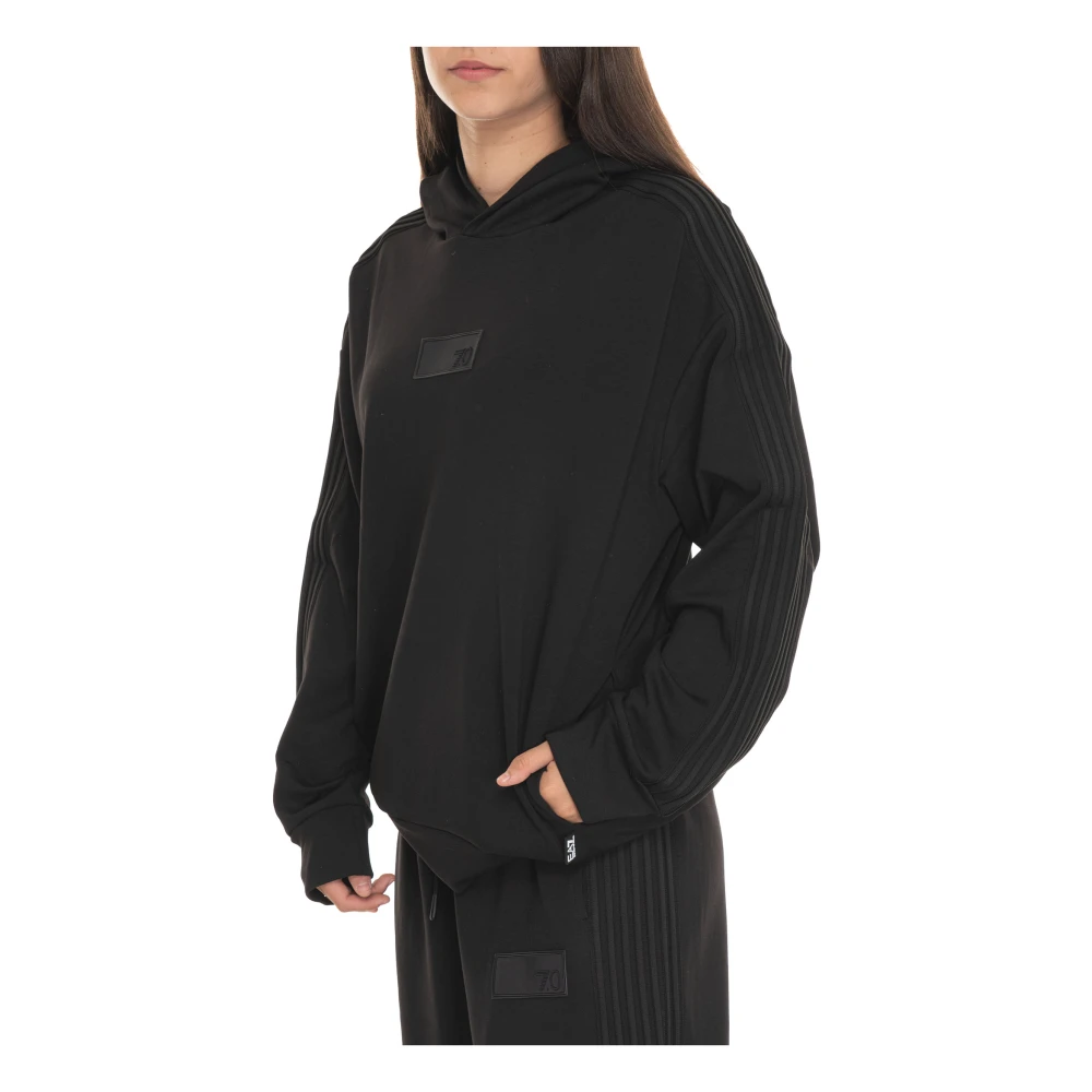 Emporio Armani EA7 Hoodie met Streep en Logo Black Dames