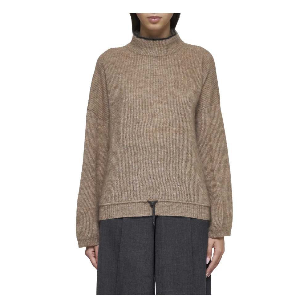 BRUNELLO CUCINELLI Ribgebreide Mohair Wol Trui Brown Dames