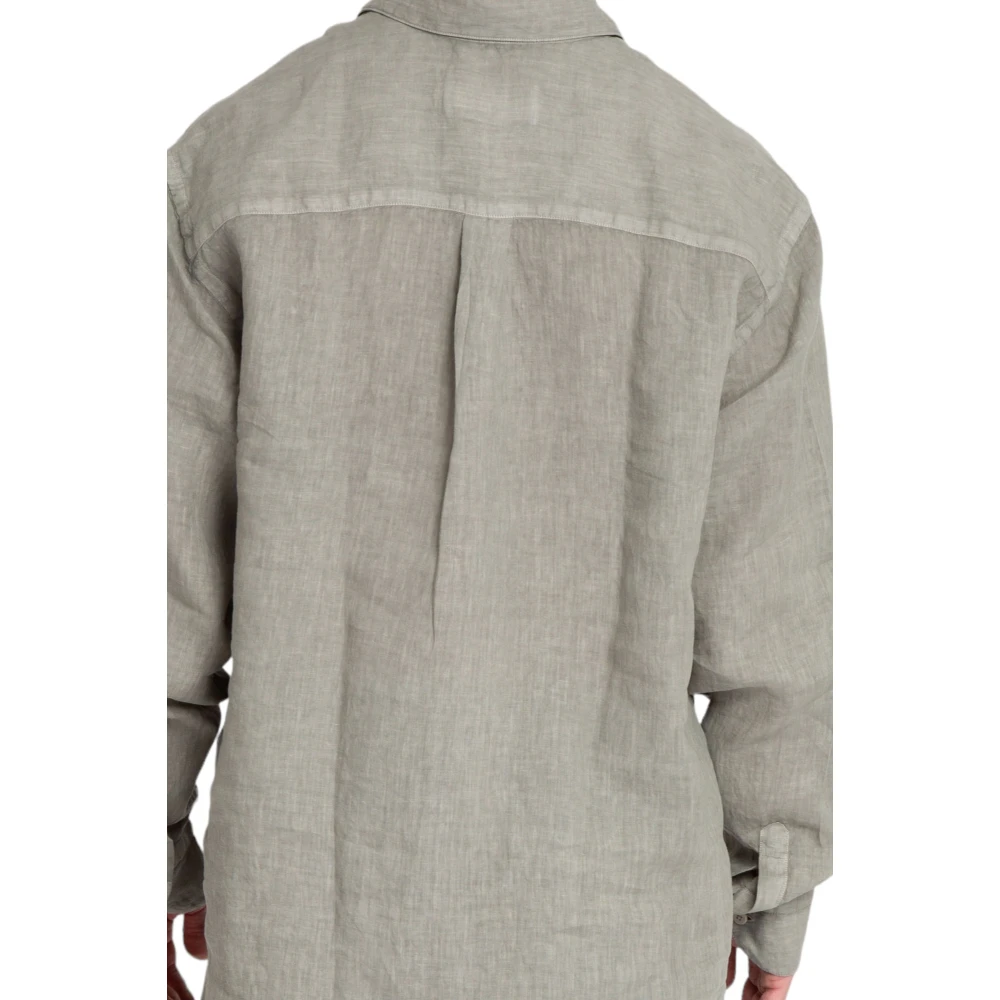 Costumein Linnen Shirt in Groen Grijs Green Heren
