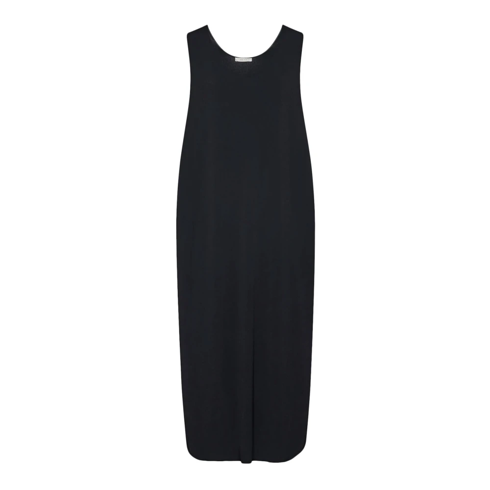 The Row Ronde halsmouwloze viscosemix jurk Black Dames