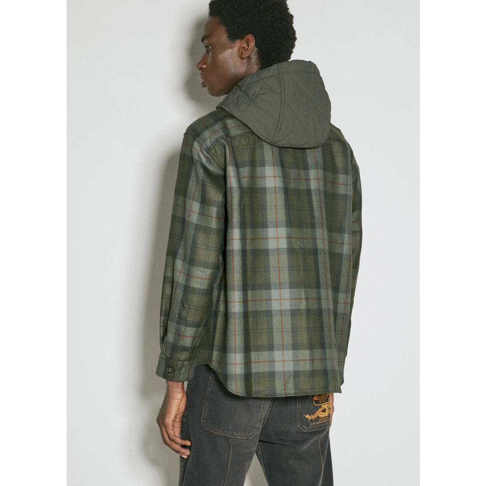 Comme des Garçons Gewatteerde Hood Flanellen Shirt Green Heren