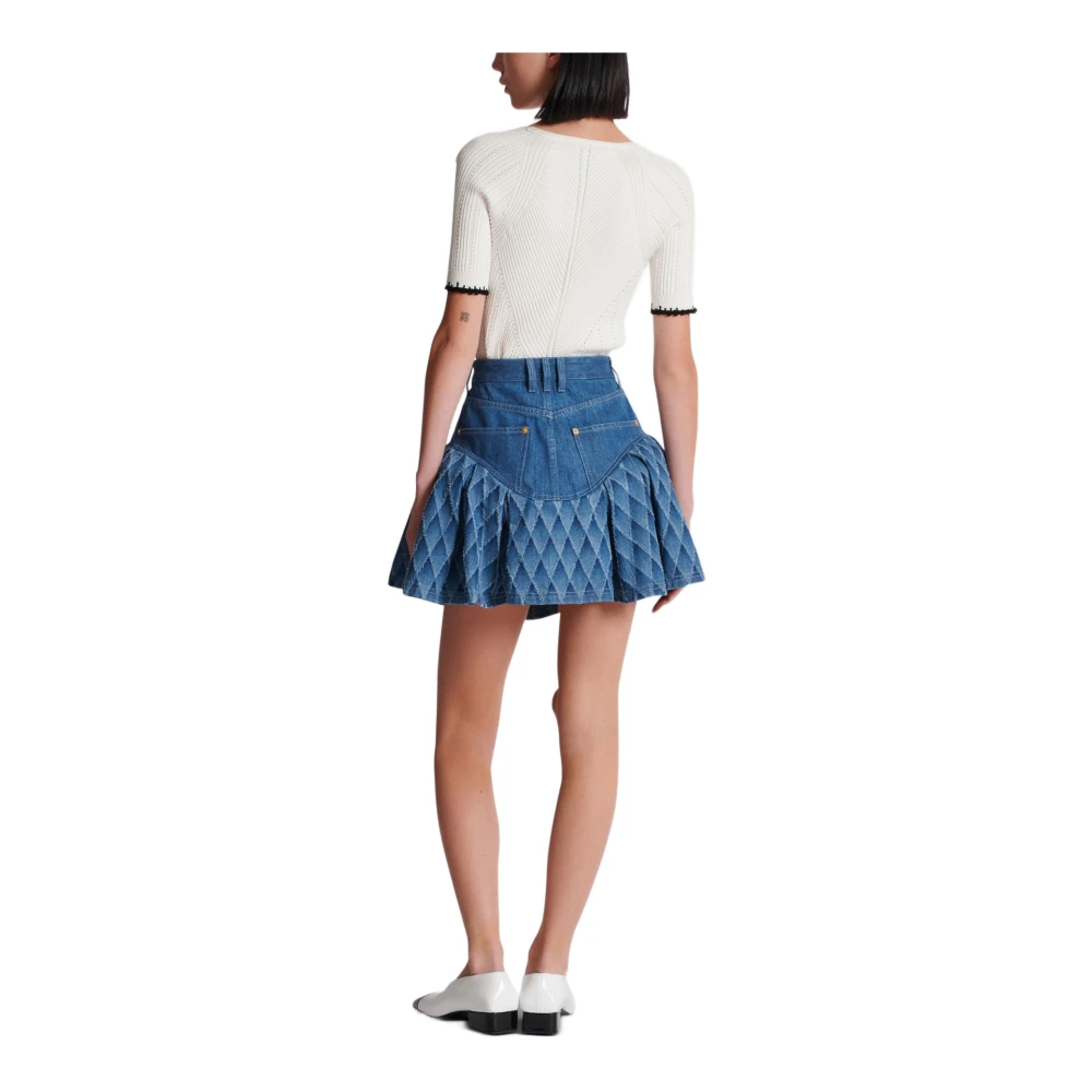 Balmain Korte Denim Rok Blue Dames