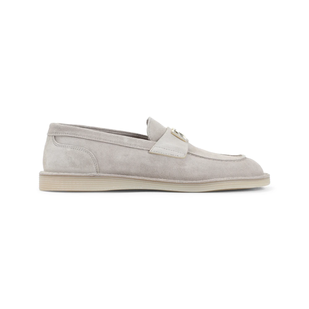Dolce & Gabbana Women's Beige Logo-Plaque Loafers