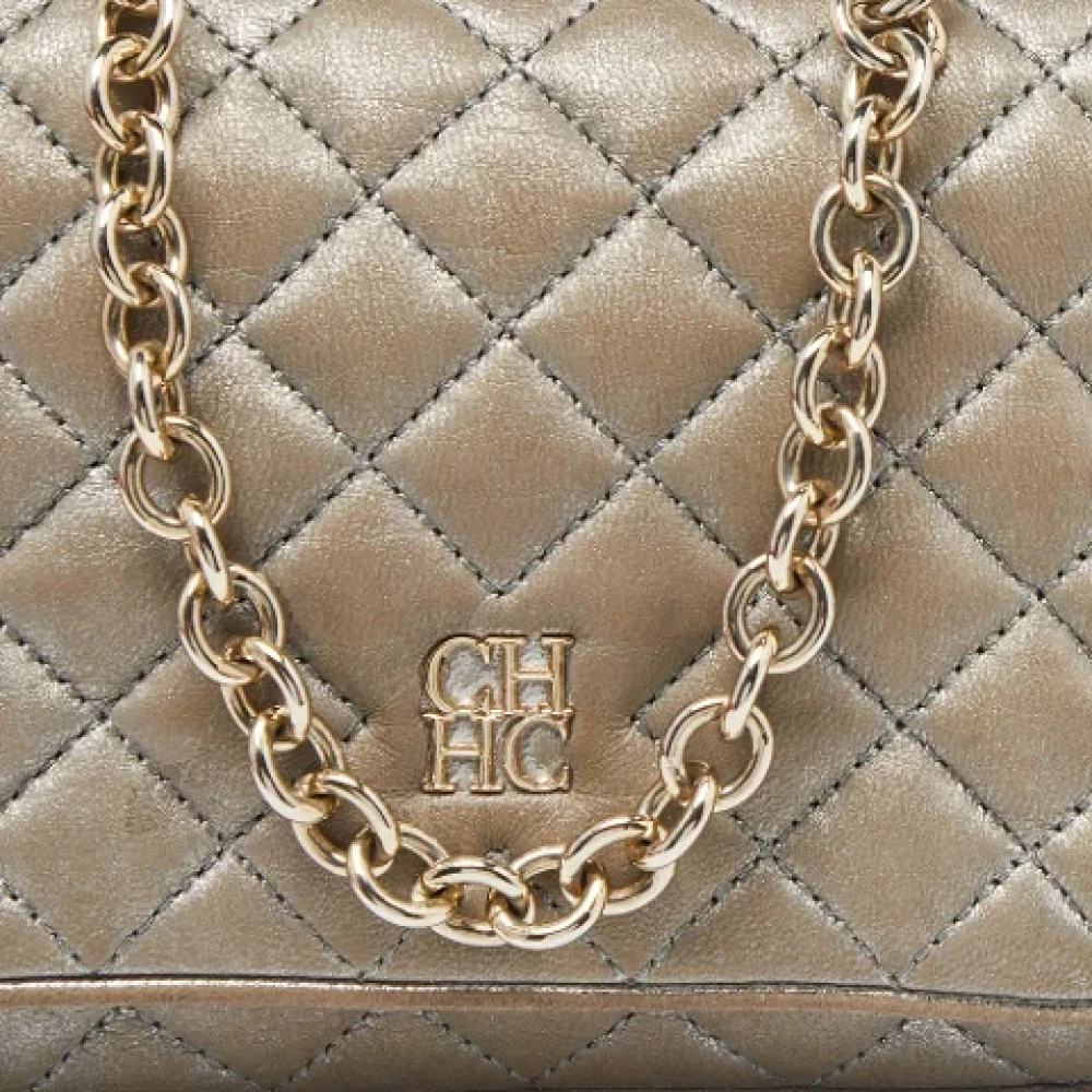 Carolina Herrera Pre-owned Leather shoulder-bags Gray Dames