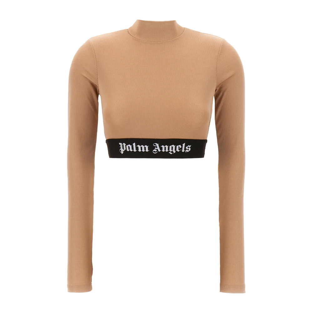 Palm Angels Casual Katoenen T-Shirt Beige Dames