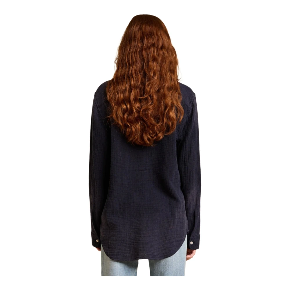 Denimist Navy Gauze Boyfriend Shirt Blue Dames