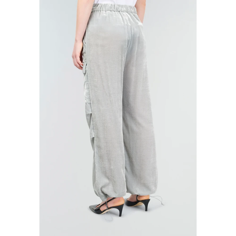 Semicouture Fluwelen broek met verstelbare enkels Gray Dames