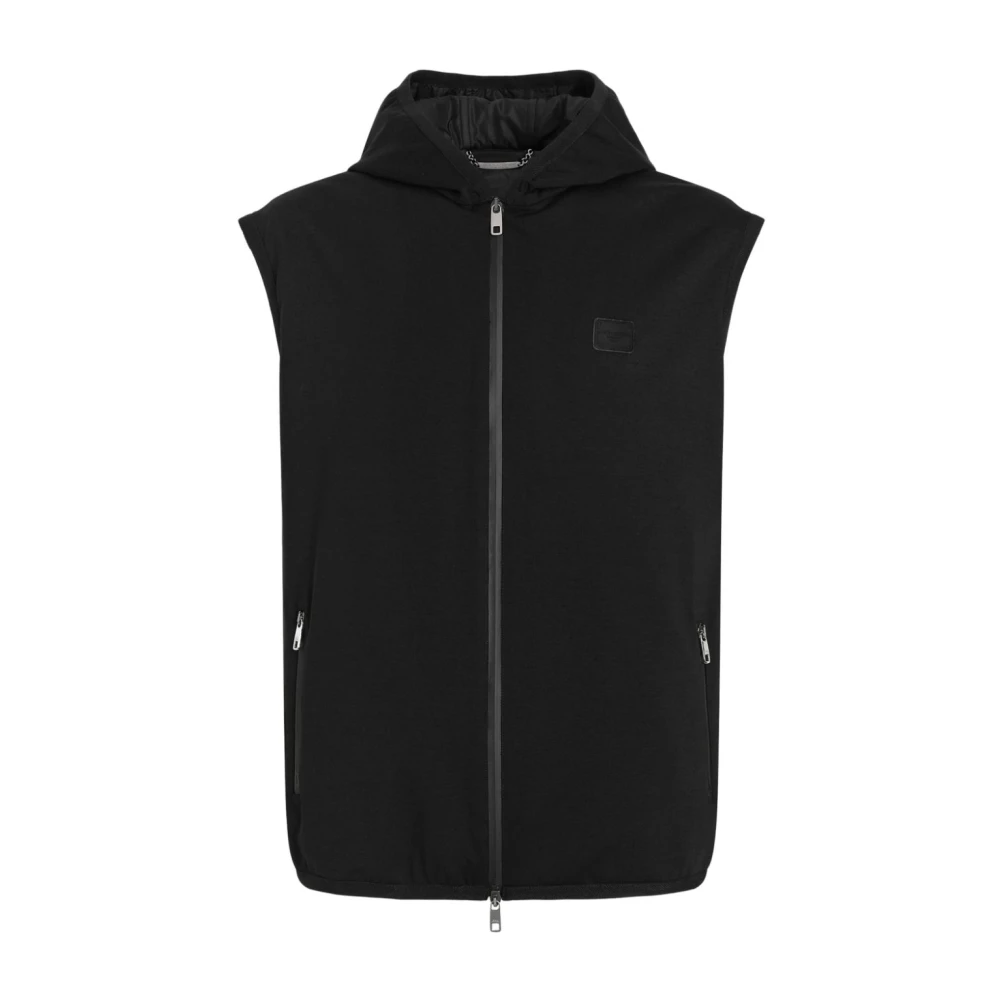Dolce & Gabbana Black Logo Zip Hooded Jacket - Male - Waistcoats - L - Jackets