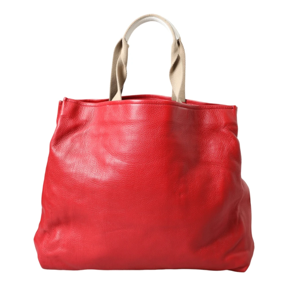 Dolce & Gabbana Rode Leren Familiewapen Winkelmand Red Dames