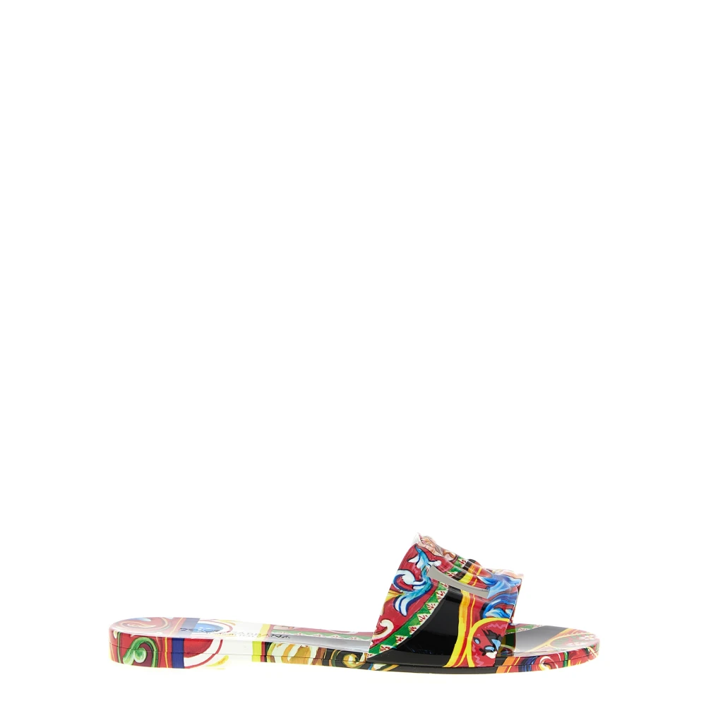 Dolce & Gabbana Women's Multicolor Sliders, 6 Uk, Bianca Rubber Slides