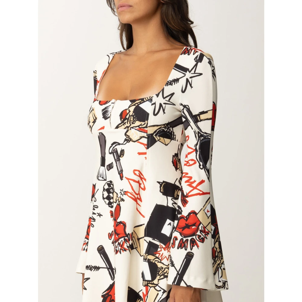 Aniye By Witte Mini Jurk met Wijde Mouwen Multicolor Dames