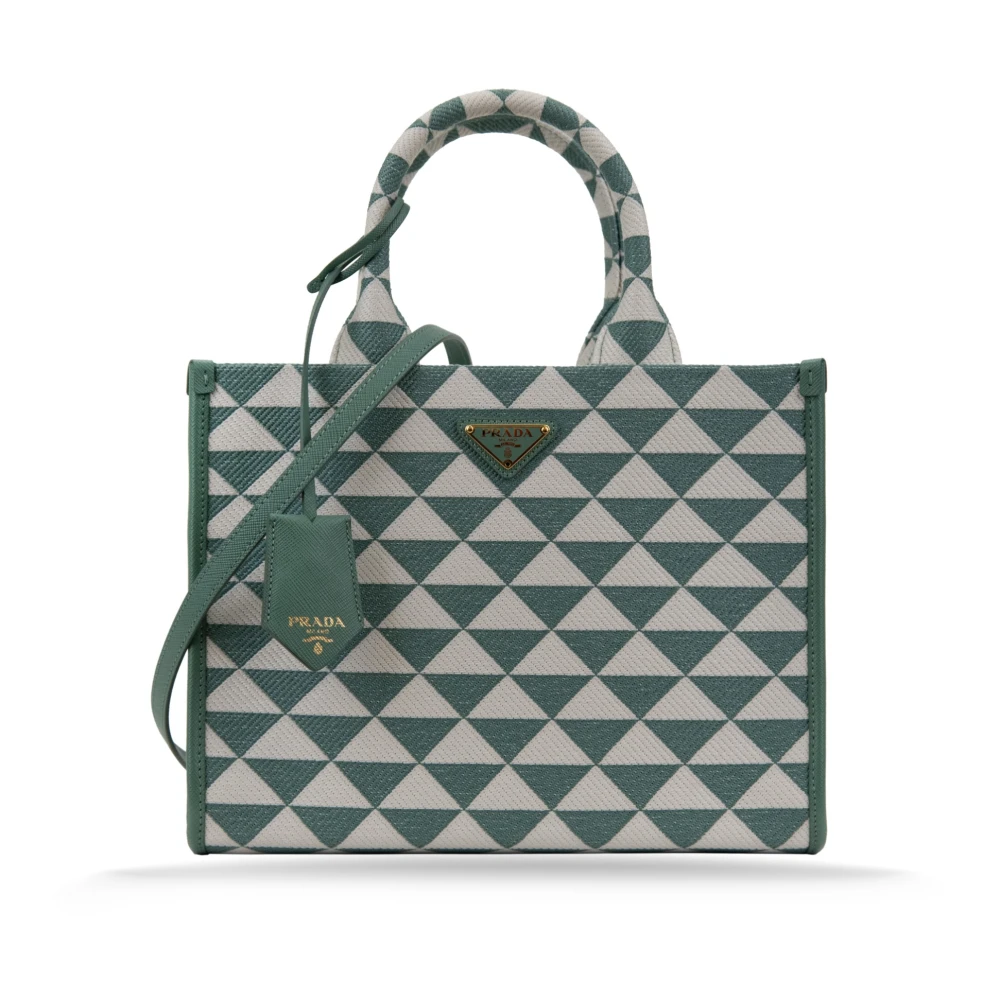 Prada Women's Green Shoulder Bag With Triangular Pattern - Handbags - One Size - Bags