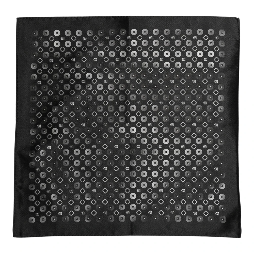 Dolce & Gabbana Black White Patterned Pocket Square Scarf - Image 3