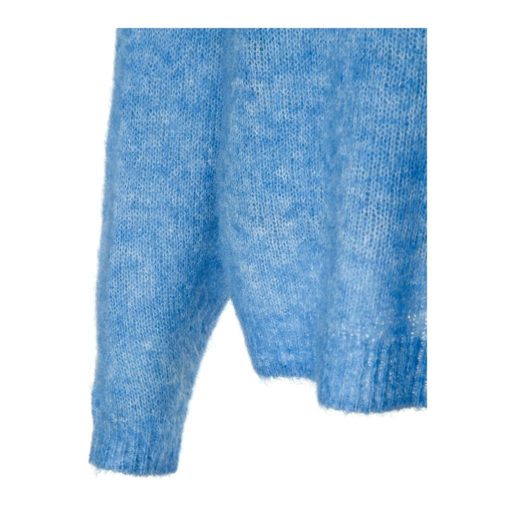 American vintage Zachte Gebreide Trui met Boothals Blue Dames