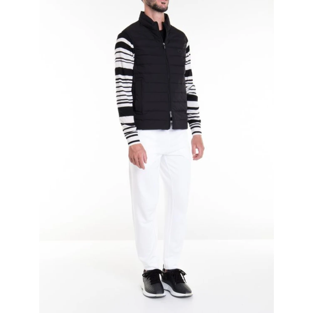 Emporio Armani Heren Gewatteerd Vest met Dubbele Rits en Zakken Black Heren