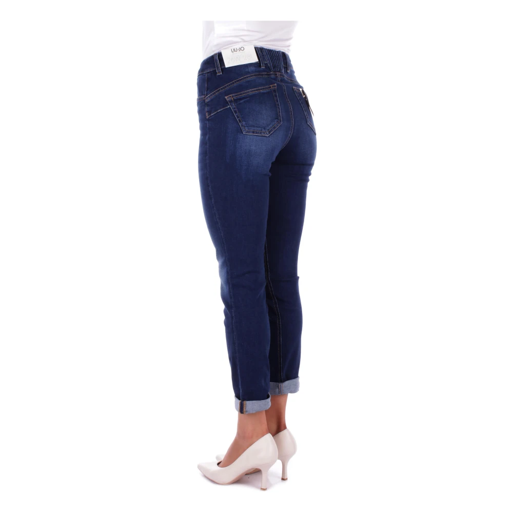 Liu Jo Blauwe Logo Jeans Rits Sluiting Blue Dames