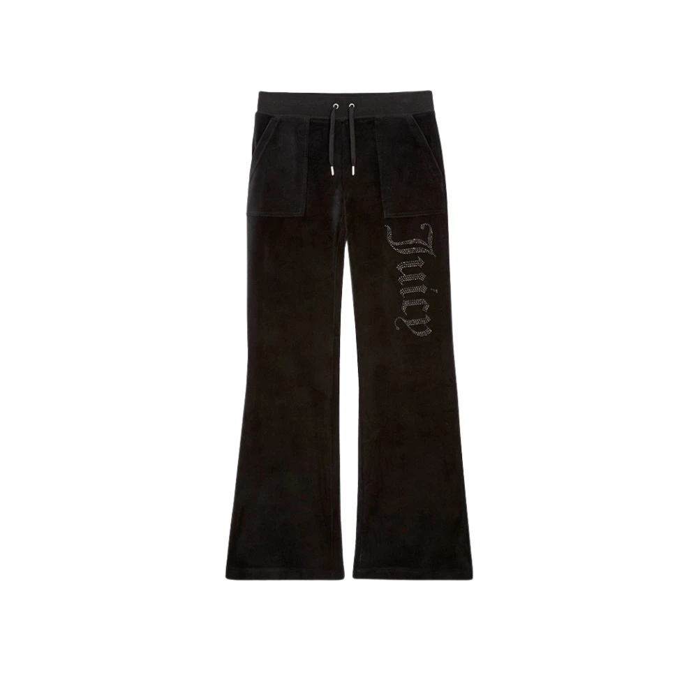 Juicy Couture Zwarte Velvet Layla Broek met Strass Black Dames