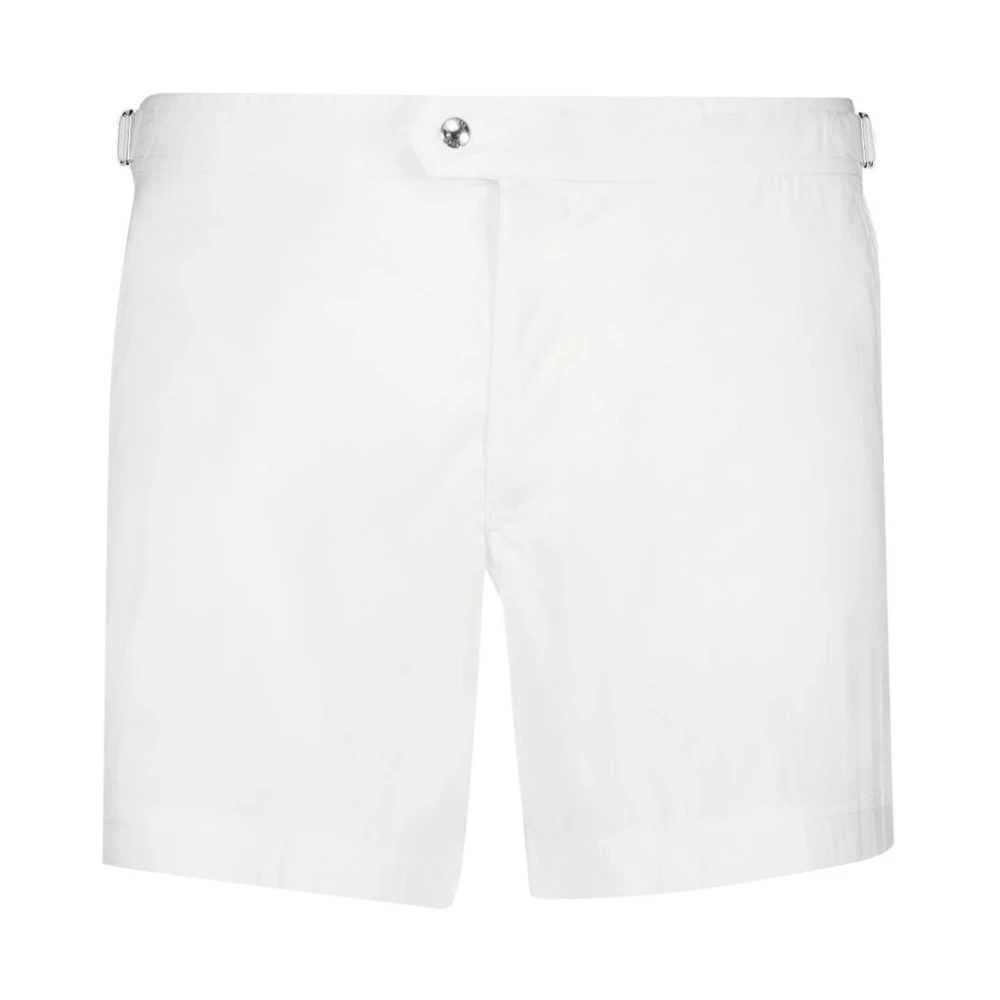 Tom Ford Men's White Beachwear, 2XL, Mid-Rise Swim Shorts