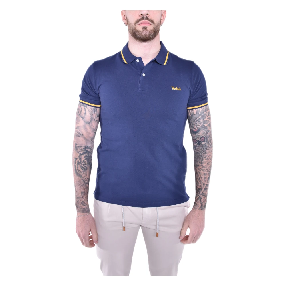 Woolrich Maritime Blue Katoen Elastaan Polo Blue Heren