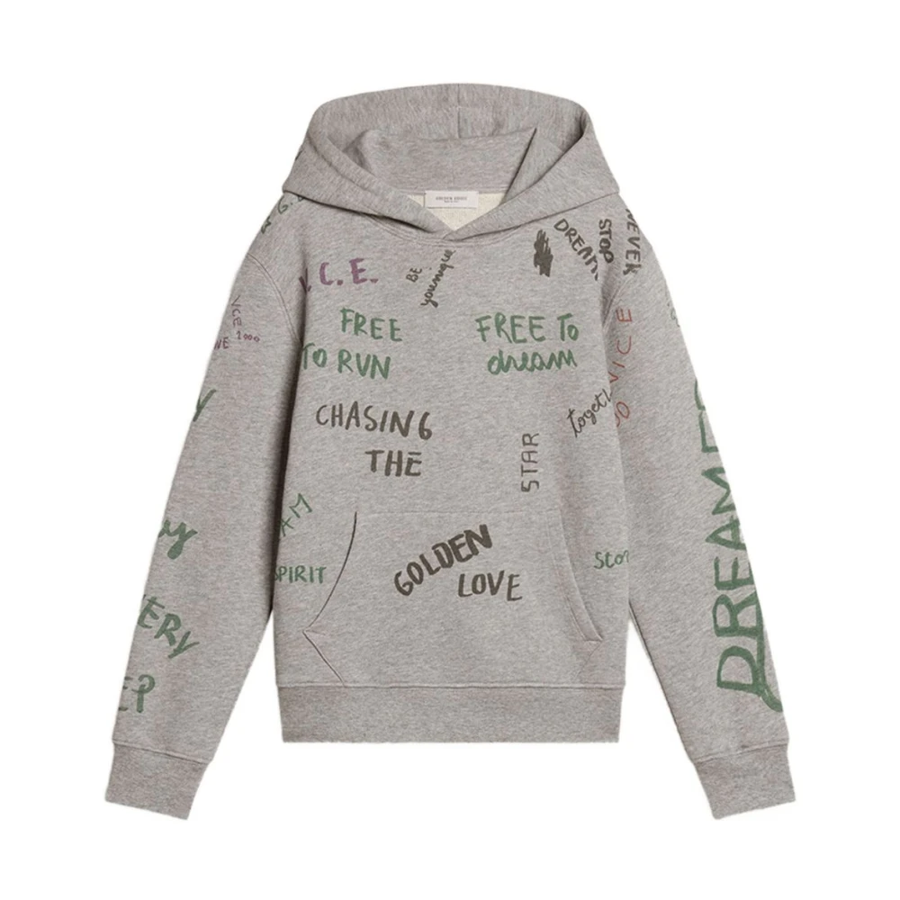 Golden Goose Unisex Grey Gray Hoodie With All Over Prints - Image 2